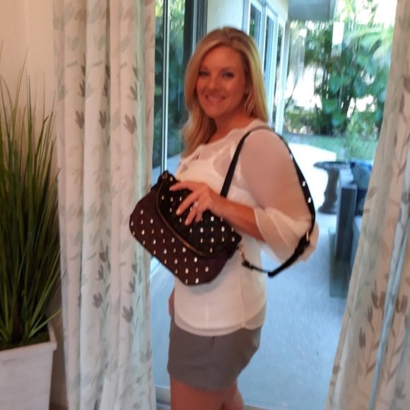 ❤️Vintage Sharif Crossbody Purse Black & Burgundy Rhinestone Studded - Picture 2 of 8